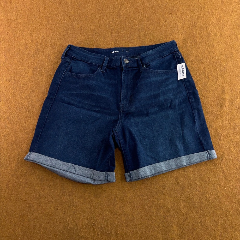 Old Navy Womens 12 Blue High-Rise Wow Cuffed Denim Jean Shorts NWT